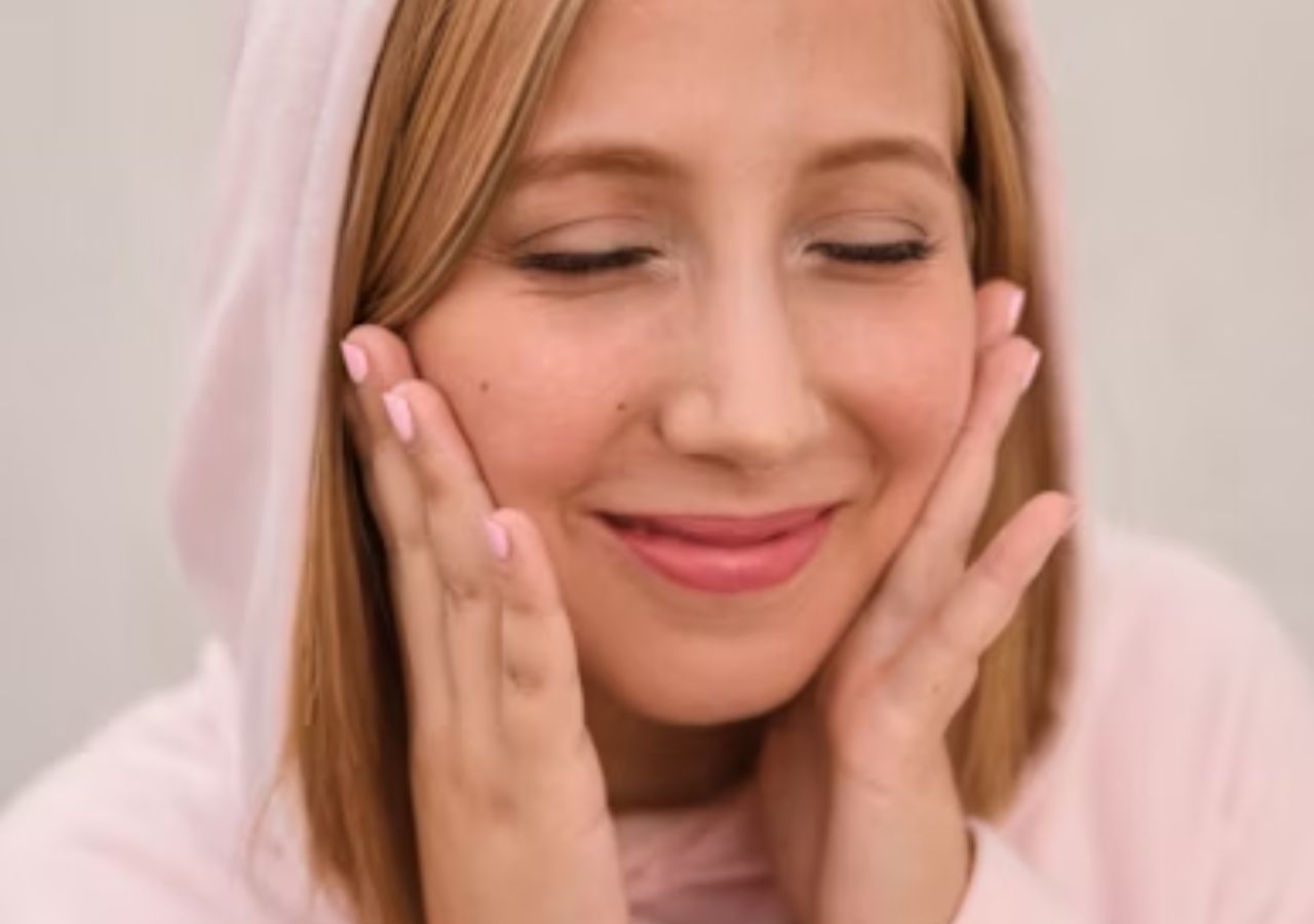 Młoda kobieta z gładką cerą dzięki użyciu toniku z zielonej herbaty